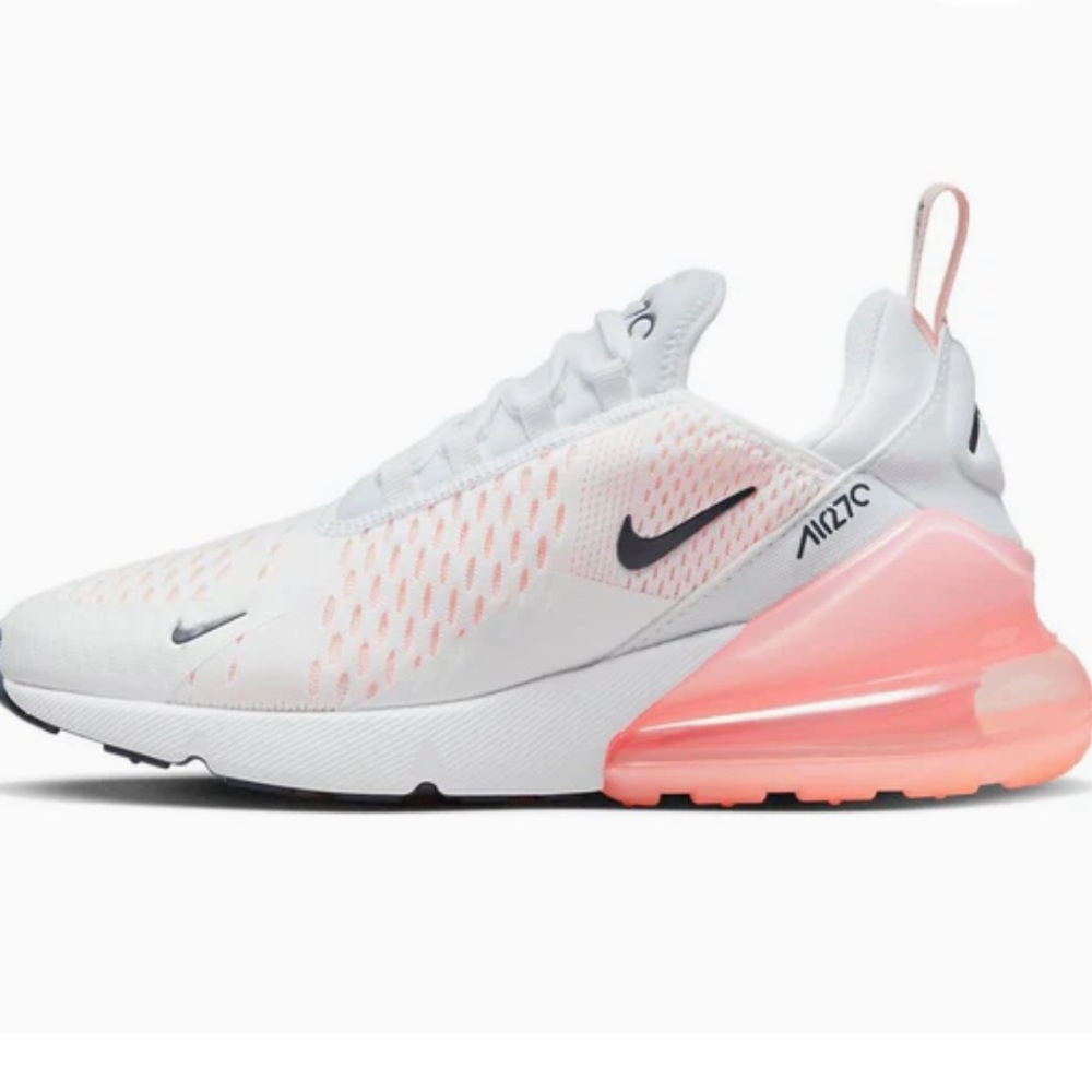 Nike Air Max 270 White and Coral Sneakers